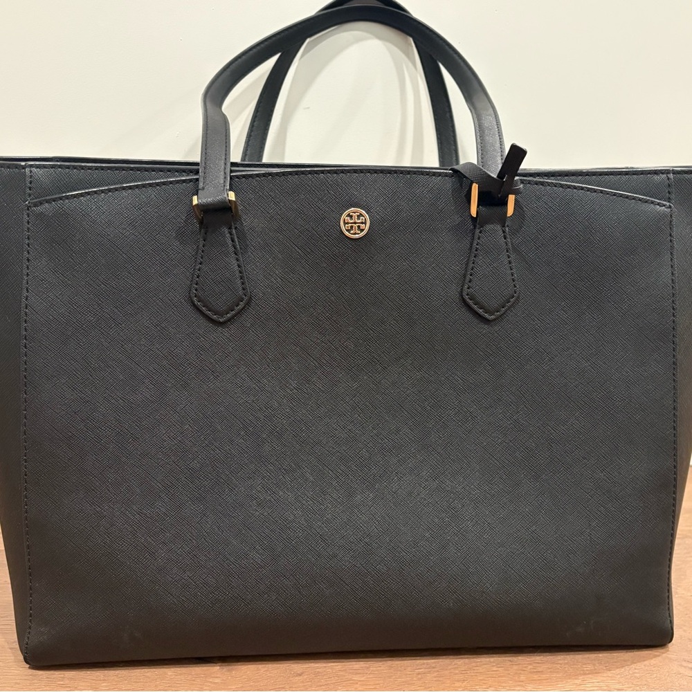 Tory Burch Black Leather Tote Bag